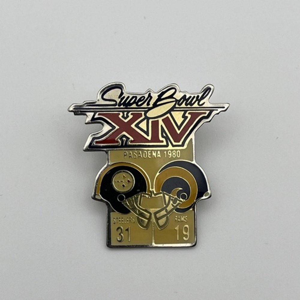 Starline Super Bowl XIV Pittsburgh Steelers Los Angeles Rams NFL Lapel Hat Pin